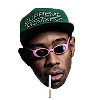 😎 Tyler, the Creator SUPREME MCMXCV rapero, música, gafas de sol, Supreme, celebridad whatsapp sticker