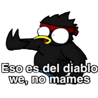 🖕 Eso es del diablo we, no mames Vogel, Cartoon, Schimpfwörter, Teufel telegram sticker