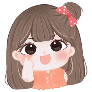 🍓 卡通, 女孩, 可爱, 丝带, 卡哇伊, 甜美 telegram sticker