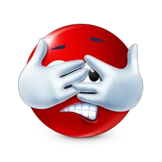 😟 emoji, red, face, hands, covering eyes, expression, cartoon telegram sticker