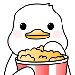 🍿 duck, popcorn, cute, animal, watching, food whatsapp sticker