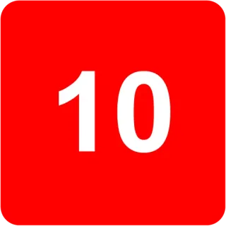 🟥 10 number, red, white, circle, mathematics telegram sticker