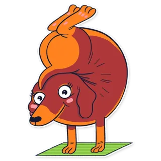 🙆 anjing, kartun, hewan, lucu, fleksibel, yoga telegram sticker