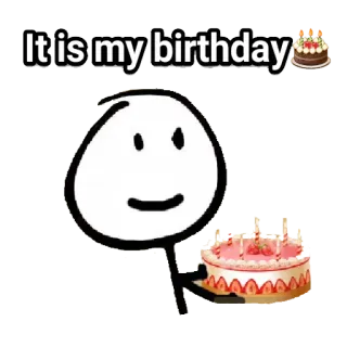 🎂 It is my birthday 생일, 케이크, 축하, 막대기 인간, 파티 telegram sticker