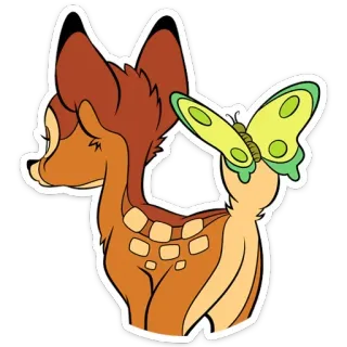 🦋 Bambi กวาง, ผีเสื้อ, สัตว์, น่ารัก, ดิสนีย์, การ์ตูน telegram sticker