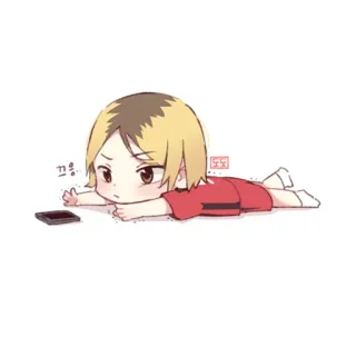 📱 끄응 Chibi, Allongé, Téléphone, Anime, Manga, Dessin animé, Personnage whatsapp sticker