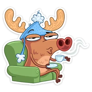 ☕ rusa besar, kartun, hewan, teh, musim dingin, imut, kawaii telegram sticker