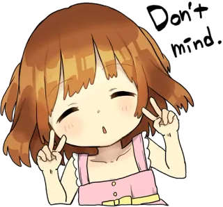 ✌️ Don't mind. аниме девушка, милый, знак мира, каваий, мультфильм telegram sticker