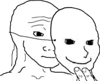 😒 meme, wojak, mask, sad, happy, expression, face, emotion telegram sticker