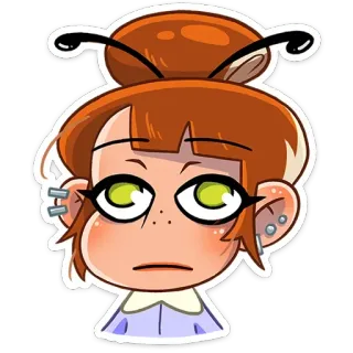 😐 캐릭터, 만화, 일러스트, 귀여운, 소녀, 애니메이션, 만화 telegram sticker
