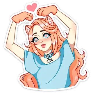 ❤️ Katze, Mädchen, süß, Anime, Sticker, Cartoon, kawaii, Herz telegram sticker
