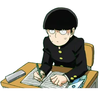 📘 Shigeo Kageyama Mob Psycho 100 Anime, Mob Psycho 100, Shigeo Kageyama, Schüler, Schreiben whatsapp sticker