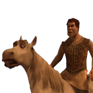 🐎 Prince Charming Shrek cavalo, príncipe, filme, animação, desenho animado, burro, Shrek whatsapp sticker