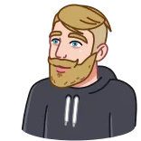😲 homme, barbe, portrait, blond, sweat à capuche, dessin animé whatsapp sticker