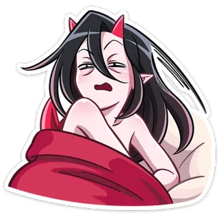😈 アニメ, 悪魔っ娘, 眠そう, 可愛い, キャラクター telegram sticker