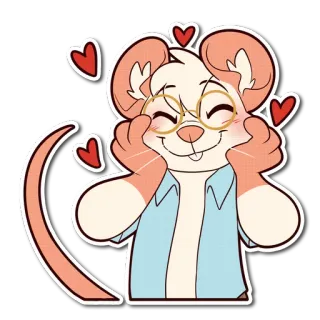 😊 rato, desenho animado, amor, coração, óculos, fofo, animal telegram sticker