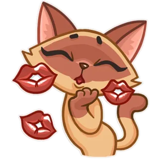 💋 cat, kiss, animal, cartoon telegram sticker