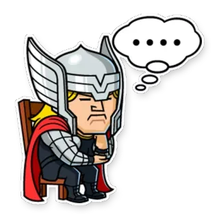 💭 Thor Thor, Marvel, superhero, berpikir, karakter, kartun, komik telegram sticker