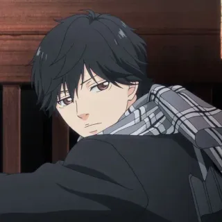 😕 Anime, Mężczyzna, Szalik, Portret, Poważny, Postać telegram sticker