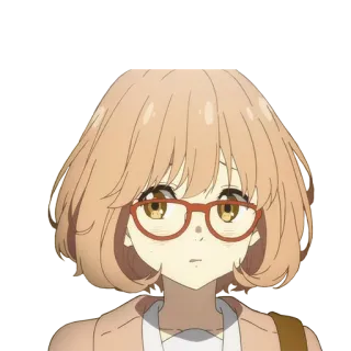 😕 Mirai Kuriyama Beyond the Boundary anime, girl, glasses, cute, character, Mirai Kuriyama, Beyond the Boundary whatsapp sticker