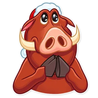 🙏 Pumbaa The Lion King cartoon, pig, disney, christmas, santa hat telegram sticker