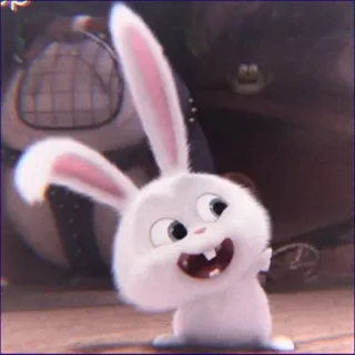 😆 Snowball The Secret Life of Pets rabbit, cartoon, animal, pet, white, cute whatsapp sticker