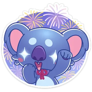 🥳 動物, コアラ, 可愛い, 漫画, 花火, お祝い telegram sticker