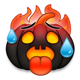 🎃 pumpkin, emoji, halloween, sweat, hot, burning, fire telegram sticker