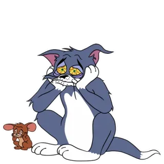 ❤️ Tom and Jerry dibujos animados, gato, ratón, triste, agotado, personajes de dibujos animados telegram sticker