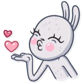 😘 うさぎ, 漫画, 可愛い, ハート, キス, 愛, 動物 telegram sticker