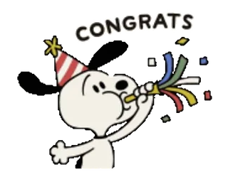 🎉 Snoopy CONGRATS 史努比, 恭喜, 派对, 庆祝, 卡通 whatsapp sticker