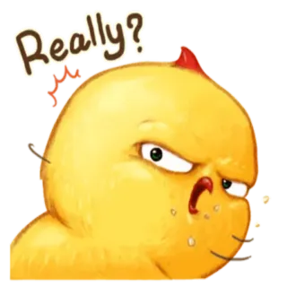 🐥 Really? stiker, ayam, sungguh, pertanyaan, kuning, kartun, lucu telegram sticker