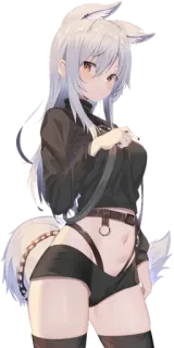 😳 Anime, Fille, Loup, Kemonomimi, Furry, Fanart telegram sticker