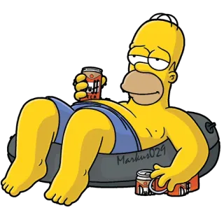 😊 Homer Simpson The Simpsons DUFF Homer Simpson, bir, santai, kartun, The Simpsons, kuning, bir Duff telegram sticker