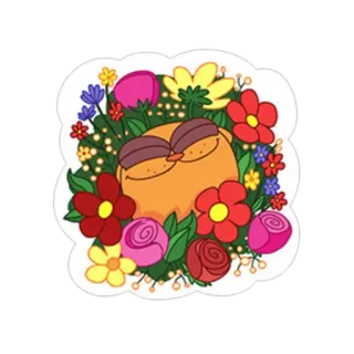 ❤ cartoon, cute, flowers, orange, character, whimsical, sticker telegram sticker