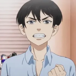😬 anime, man, angry, cartoon, facial expression, portrait telegram sticker