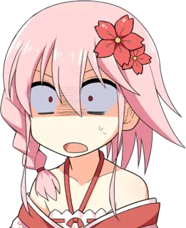 😨 animé, fille, choquée, effrayée, cheveux roses, dessin animé whatsapp sticker