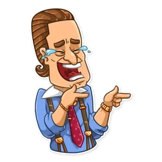 😂 rindo, apontando, homem, desenho animado, emoção, humor telegram sticker