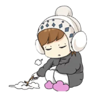 😔 musim dingin, gadis, salju, kartun, dingin, anak whatsapp sticker