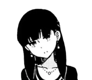 😕 Gadis anime, Manga, Rambut hitam, Wanita, Potret, Anting-anting, Kalung telegram sticker
