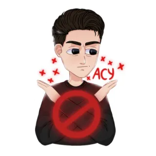 🚫 АСУ dibujo animado, personaje, símbolo negativo, círculo tachado telegram sticker