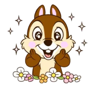 ☺️ ardilla listada, lindo, flores, brillos, dibujos animados telegram sticker