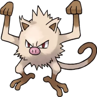 🔵 Mankey Pokemon pokemon, férosinge, combat, singe, animal, dessin animé telegram sticker