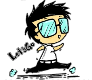 🏃 Let's Go Desenho animado, Óculos, Correndo, Feliz, Celebração, Incentivo whatsapp sticker