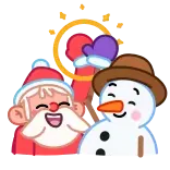 😄 Babbo Natale, Pupazzo di neve, Inverno, Natale, Vacanza, Cartone animato telegram sticker