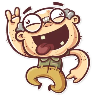 😜 Dibujo animado, Personaje, Divertido, Gafas, Nerd, Loco telegram sticker