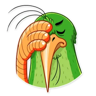 🤦 pájaro, facepalm, verde, pegatina, loro whatsapp sticker