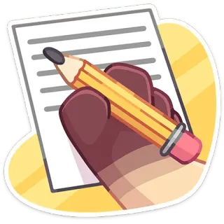 ✏️ ołówek, pisanie, ręka, papier, notatka, szkoła, biuro telegram sticker
