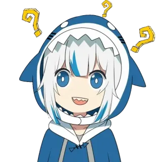 😌 Gawr Gura Anime, Tubarão, VTuber, Fofo, Desenho animado, Personagem telegram sticker