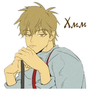 🤫 Хмм Anime, Uomo, Pensieroso, Persona, Maschio, Russo telegram sticker